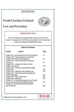 portada North Carolina Criminal Law and Procedure-Pamphlet 87: North Carolina Criminal Law and Procedure-Pamphlet 87 (en Inglés)