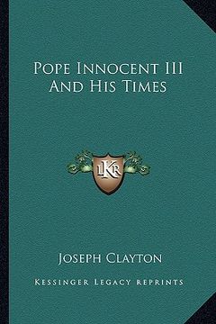 portada pope innocent iii and his times (en Inglés)