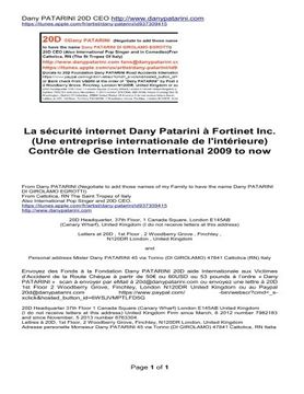 portada La sécurité internet Dany Patarini à Fortinet Inc. (Une entreprise internationale de l'intérieure) Contrôle de Gestion International  2009 to now: Real Facts (French Edition)