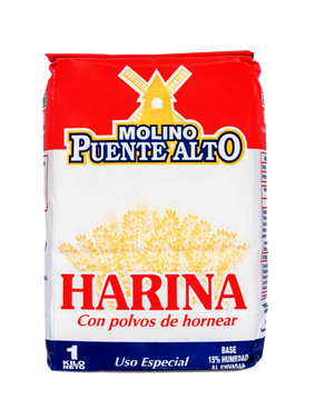 portada HARINA CON POLVOS DE HORNEAR (1kg) marca Molino Puente Alto