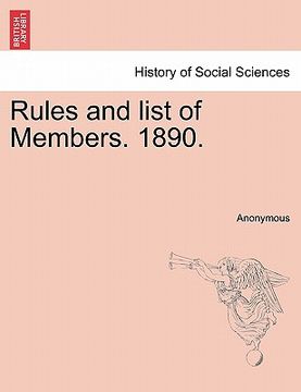 portada rules and list of members. 1890. (en Inglés)