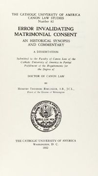 portada Error Invalidating Matrimonial Consent (CUA Studies in Canon Law)