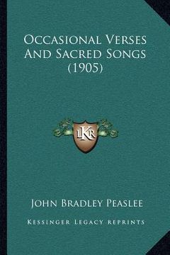 portada occasional verses and sacred songs (1905) (en Inglés)
