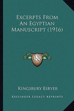 portada excerpts from an egyptian manuscript (1916) (en Inglés)