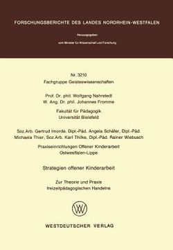 portada Strategien Offener Kinderarbeit: Zur Theorie Und PRAXIS Freizeitpädagogischen Handelns (en Alemán)