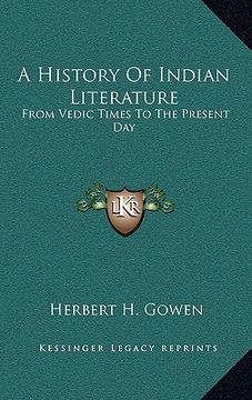 portada a history of indian literature: from vedic times to the present day
