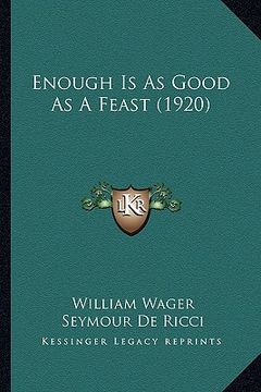 portada enough is as good as a feast (1920)