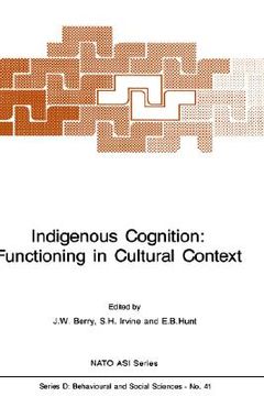 portada indigenous cognition: functioning in cultural context (en Inglés)