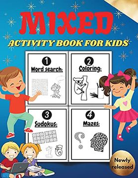 portada Mixed Activity Book for Kids: Activity Book For Children Including Word Search Coloring Pages Mazes Sudoku . Cool Gift For Boys and Girls. Mixed puz