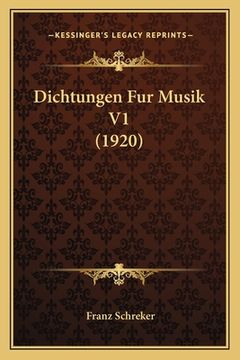 portada Dichtungen Fur Musik V1 (1920) (en Alemán)