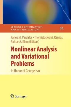 portada nonlinear analysis and variational problems: in honor of george isac (en Inglés)