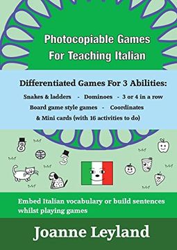 portada Photocopiable Games For Teaching Italian: Differentiated Games For 3 Abilities: Snakes & ladders - Dominoes - 3 or 4 in a row - Board game style games (in Italian)