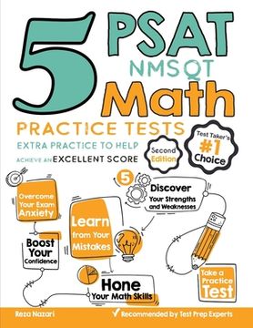 portada 5 PSAT / NMSQT Math Practice Tests: Extra Practice to Help Achieve an Excellent Score (in English)
