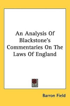 portada an analysis of blackstone's commentaries on the laws of england (in English)