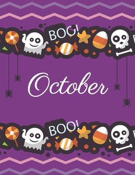 portada October: Boo boo Halloween purple cover and dotted pages, Extra large (8.5 x 11) inches, 110 pages, White paper