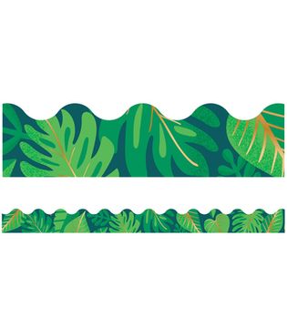 portada One World Tropical Leaves Scalloped Bulletin Board Borders (en Inglés)