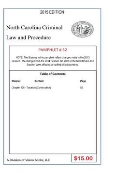 portada North Carolina Criminal Law and Procedure-Pamphlet 52 (en Inglés)