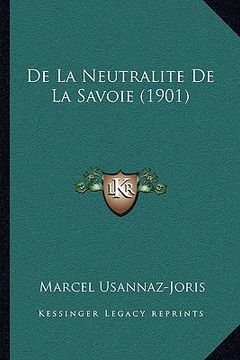 portada De La Neutralite De La Savoie (1901) (in French)