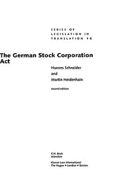 portada the german stock corporation act, second edition (en Inglés)