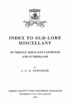 Index to Old-Lore Miscellany of Orkney, Shetland, Caithness and Sutherland (en Inglés)