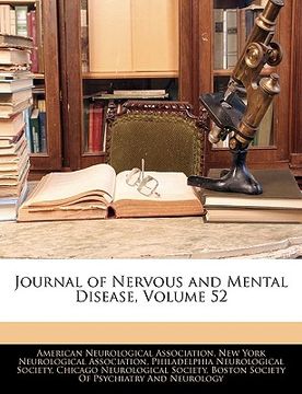 portada journal of nervous and mental disease, volume 52 (en Inglés)
