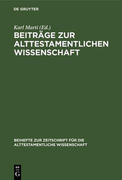 portada Beiträge zur Alttestamentlichen Wissenschaft (in German)