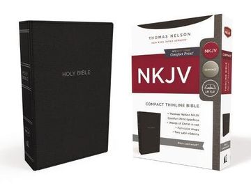 portada Nkjv, Thinline Bible, Compact, Imitation Leather, Black, red Letter Edition, Comfort Print (in English)