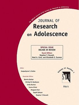 portada Journal of Research on Adolescence: Decade in Review