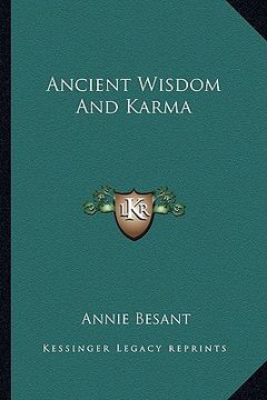 portada ancient wisdom and karma (en Inglés)