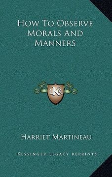 portada how to observe morals and manners (en Inglés)