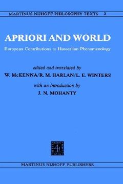 portada apriori and world: european contributions to husserlian phenomenology (en Inglés)
