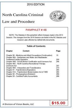 portada North Carolina Criminal Law and Procedure-Pamphlet 48 (en Inglés)