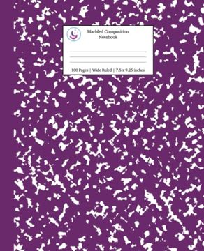 portada Marbled Composition Notebook: Purple Marble Wide Ruled Paper Subject Book (School Essentials) 