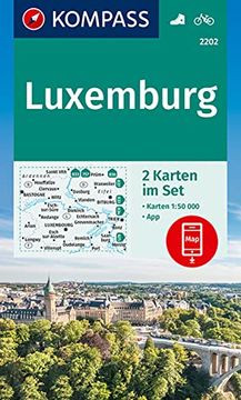 portada Kompass Wanderkarte 2202 Luxemburg 1: 50000 (2 Karten im Set): Inklusive Karte zur Offline Verwendung in der Kompass-App. Fahrradfahren. (en Alemán)