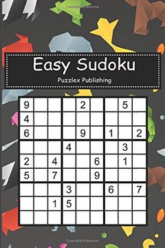 portada Easy Sudoku: Sudoku Puzzle Game for Beginers With Animals Origami Pattern Black Cover (en Inglés)