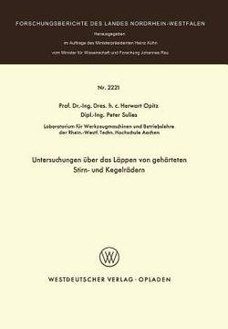 portada Untersuchungen Über Das Läppen Von Gehärteten Stirn- Und Kegelrädern (en Alemán)