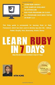 portada Learn Ruby In 7 Days: - Color Print - Ruby tutorial for Guaranteed quick learning. Ruby guide with many practical examples. This Ruby programming book ... to build real life software projects.