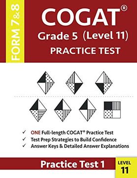 portada Cogat Grade 5 Level 11 Practice Test Form 7 and 8: Cogat Test Prep Grade 5: Cognitive Abilities Test for 5th Grade: Cogat Test Prep Grade 5: Cognitive Abilities Test Practice Test 1 