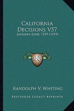 portada california decisions v57: january-june, 1919 (1919) (en Inglés)