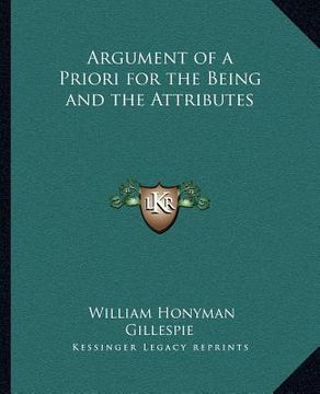 portada argument of a priori for the being and the attributes (en Inglés)
