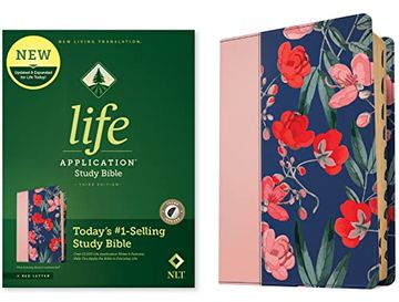 portada Nlt Life Application Study Bible, Third Edition (Red Letter, Leatherlike, Pink Evening Bloom, Indexed) (en Inglés)