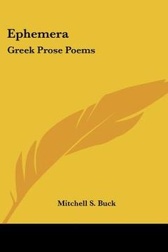 portada ephemera: greek prose poems