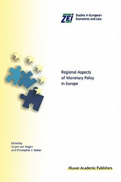 portada regional aspects of monetary policy in europe (in English)