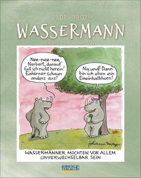 portada Wassermann 2025: Sternzeichenkalender-Cartoonkalender als Wandkalender im Format 19 x 24 cm.