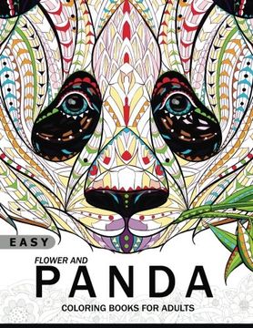 portada Easy Flower and Panda Coloring book for Adults: An Adult coloring Book (en Inglés)