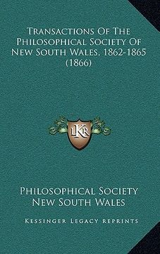 portada transactions of the philosophical society of new south wales, 1862-1865 (1866)