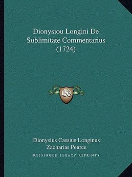 portada Dionysiou Longini De Sublimitate Commentarius (1724) (in Latin)