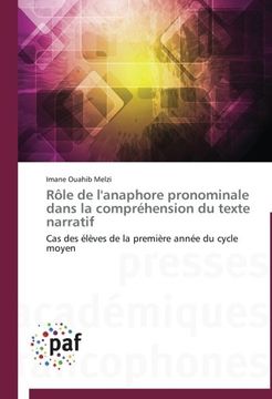 portada Role de L'Anaphore Pronominale Dans La Comprehension Du Texte Narratif