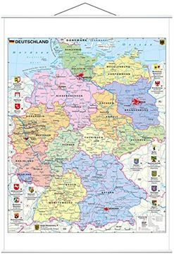 portada Deutschland Politisch mit Wappen 1: 700. 000. Wandkarte mit Metallbeleistung (en Alemán)