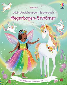portada Mein Anziehpuppen-Stickerbuch: Regenbogen-Einhörner (en Alemán)